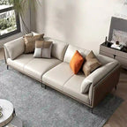Faux Leather Pillow Top Arm Sofa with Reversible Cushions - two seat