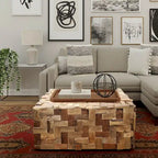Chic Teak Rustic Recycled Teak Wood Java Coffee Table, 32 inch