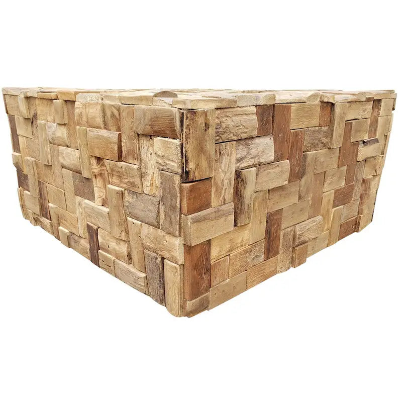 Chic Teak Rustic Recycled Teak Wood Java Coffee Table, 32 inch