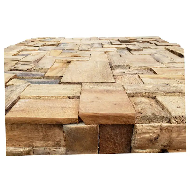 Chic Teak Rustic Recycled Teak Wood Java Coffee Table, 32 inch