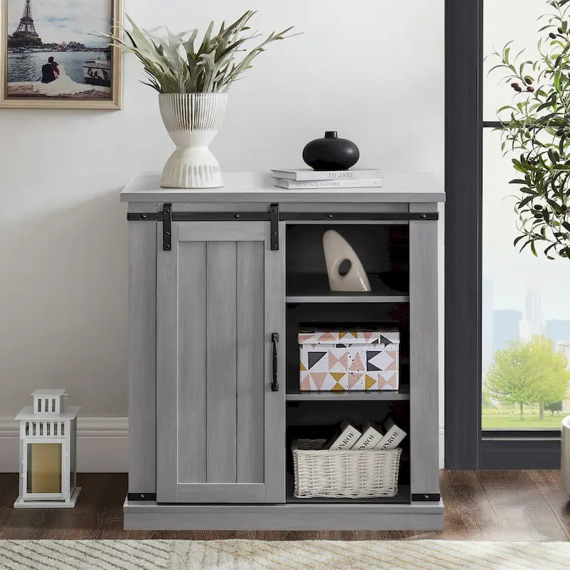 32 Compact TV Stand for 40 TVs w/ Barn Door Design - 32 in Width