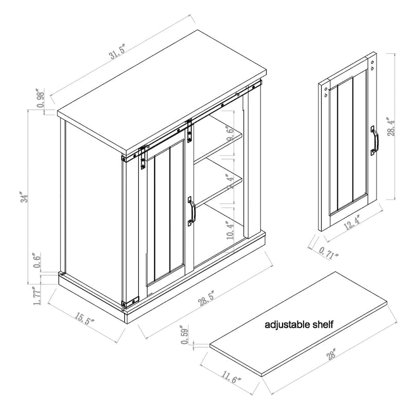 32 Compact TV Stand for 40 TVs w/ Barn Door Design - 32 in Width
