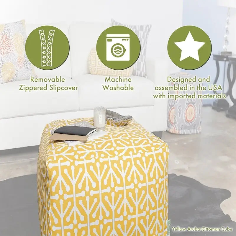 Majestic Home Goods Villa Collection Indoor Ottoman Pouf Cube