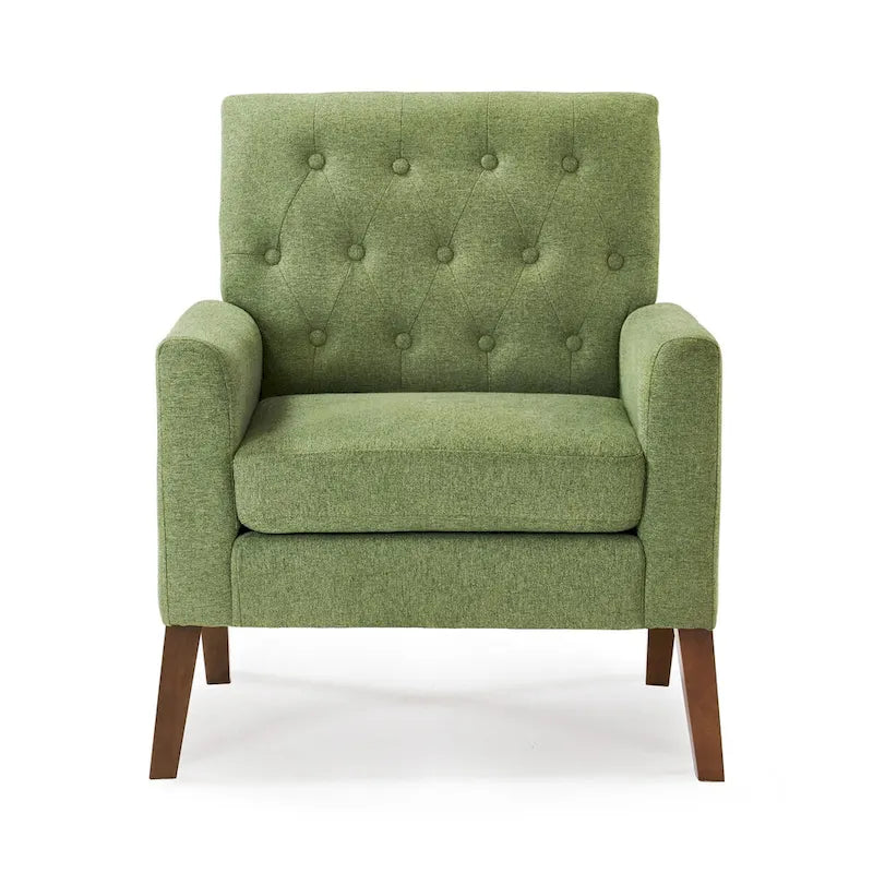 LUE BONA Linen Accent Chair Comfy Living Room Chair with Arms Upholstered Button Tufted Armchair Modern Arm Chairs Set Of 2