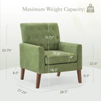 LUE BONA Linen Accent Chair Comfy Living Room Chair with Arms Upholstered Button Tufted Armchair Modern Arm Chairs Set Of 2