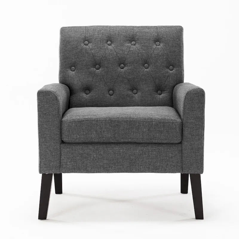 LUE BONA Linen Accent Chair Comfy Living Room Chair with Arms Upholstered Button Tufted Armchair Modern Arm Chairs Set Of 2
