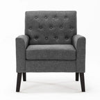 LUE BONA Linen Accent Chair Comfy Living Room Chair with Arms Upholstered Button Tufted Armchair Modern Arm Chairs Set Of 2