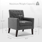 LUE BONA Linen Accent Chair Comfy Living Room Chair with Arms Upholstered Button Tufted Armchair Modern Arm Chairs Set Of 2