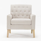 LUE BONA Linen Accent Chair Comfy Living Room Chair with Arms Upholstered Button Tufted Armchair Modern Arm Chairs Set Of 2