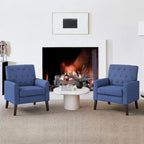LUE BONA Linen Accent Chair Comfy Living Room Chair with Arms Upholstered Button Tufted Armchair Modern Arm Chairs Set Of 2
