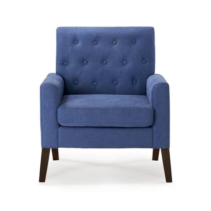 LUE BONA Linen Accent Chair Comfy Living Room Chair with Arms Upholstered Button Tufted Armchair Modern Arm Chairs Set Of 2