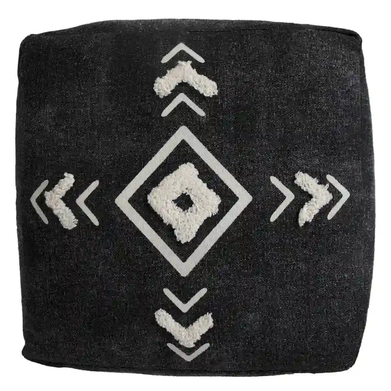 HomeRoots 18 Black 100% Cotton Ottoman