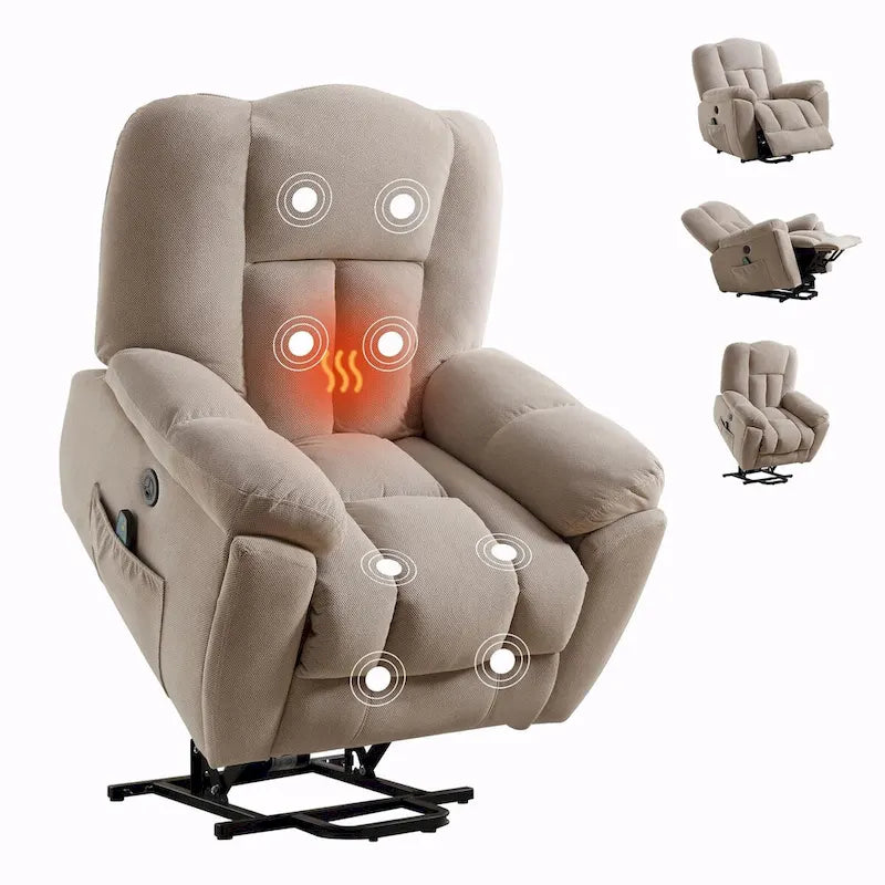 Power Lift Recliner Chair with Heat, Massage, USB Port