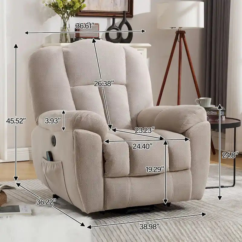 Power Lift Recliner Chair with Heat, Massage, USB Port