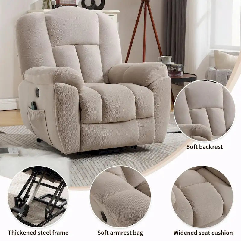 Power Lift Recliner Chair with Heat, Massage, USB Port