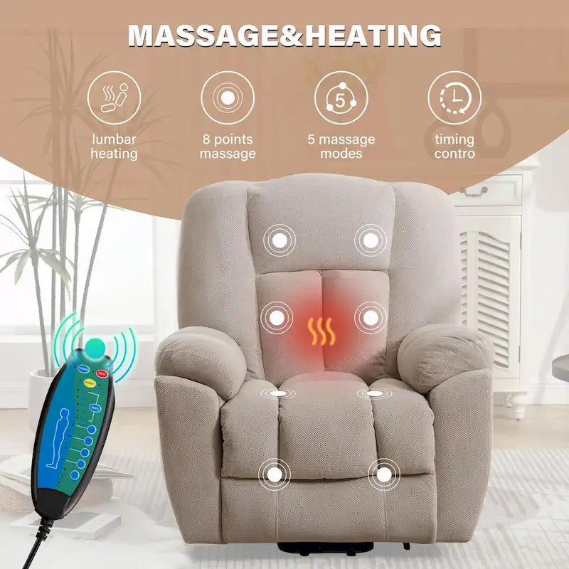 Power Lift Recliner Chair with Heat, Massage, USB Port