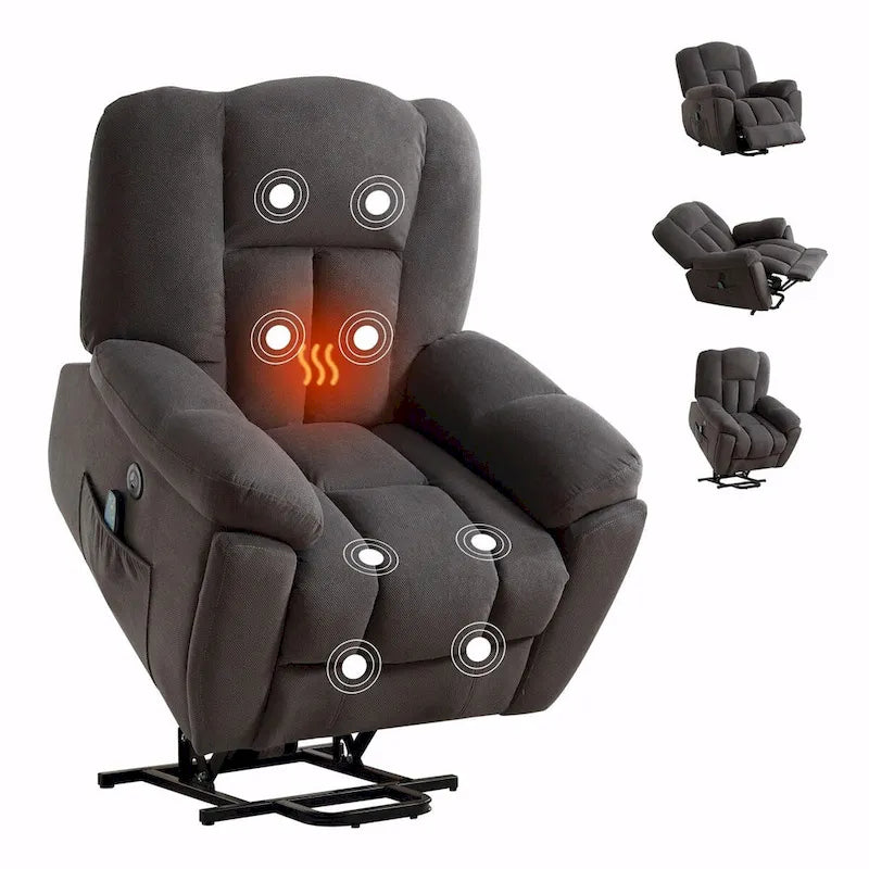 Power Lift Recliner Chair with Heat, Massage, USB Port