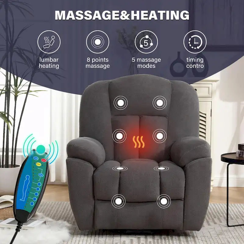 Power Lift Recliner Chair with Heat, Massage, USB Port