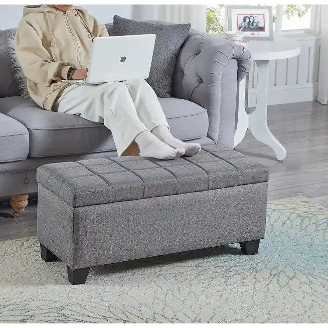 Upholstered Storage Rectangular Bench, Bedroom End of Bed Bench