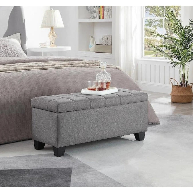 Upholstered Storage Rectangular Bench, Bedroom End of Bed Bench