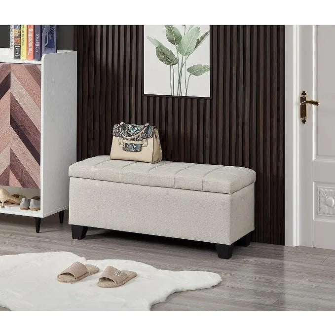 Upholstered Storage Rectangular Bench, Bedroom End of Bed Bench