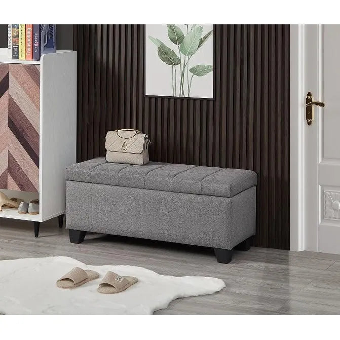 Upholstered Storage Rectangular Bench, Bedroom End of Bed Bench