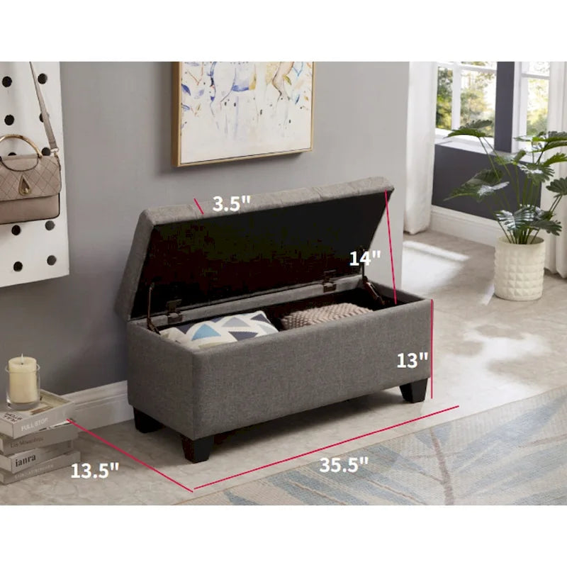 Upholstered Storage Rectangular Bench, Bedroom End of Bed Bench