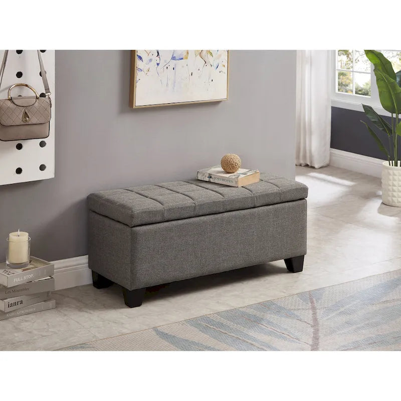 Upholstered Storage Rectangular Bench, Bedroom End of Bed Bench