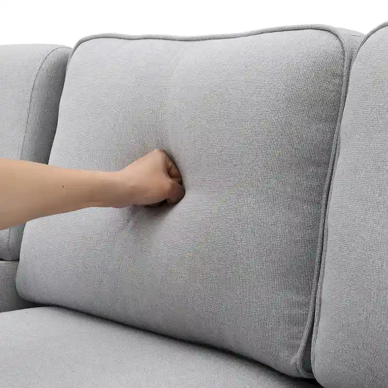 4-Seater Modern Linen Fabric Sofa with Armrest Pockets and 4 Pillows