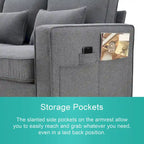 4-Seater Modern Linen Fabric Sofa with Armrest Pockets and 4 Pillows