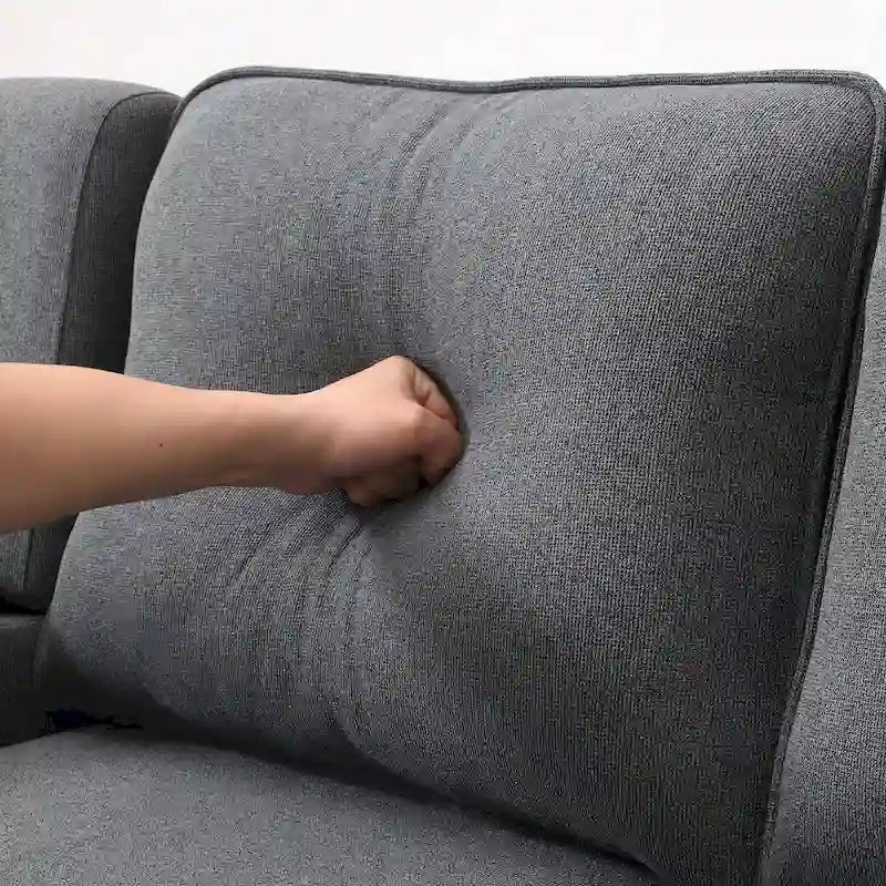 4-Seater Modern Linen Fabric Sofa with Armrest Pockets and 4 Pillows