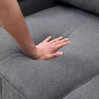 4-Seater Modern Linen Fabric Sofa with Armrest Pockets and 4 Pillows