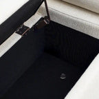 Linen Upholstered Storage Bench with Cylindrical Arms and Iron Legs
