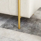Linen Upholstered Storage Bench with Cylindrical Arms and Iron Legs