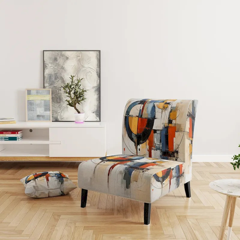 Designart Colorful Mid Century Abstract Fusion I Upholstered Mid-century Accent Chair and Mid-Century Modern Arm Chair