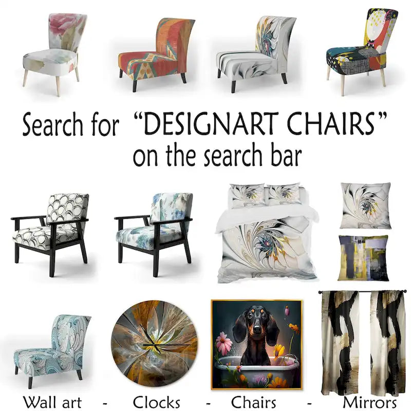 Designart Colorful Mid Century Abstract Fusion I Upholstered Mid-century Accent Chair and Mid-Century Modern Arm Chair