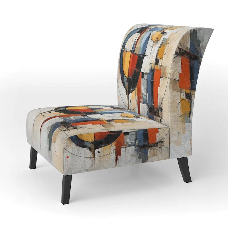 Designart Colorful Mid Century Abstract Fusion I Upholstered Mid-century Accent Chair and Mid-Century Modern Arm Chair