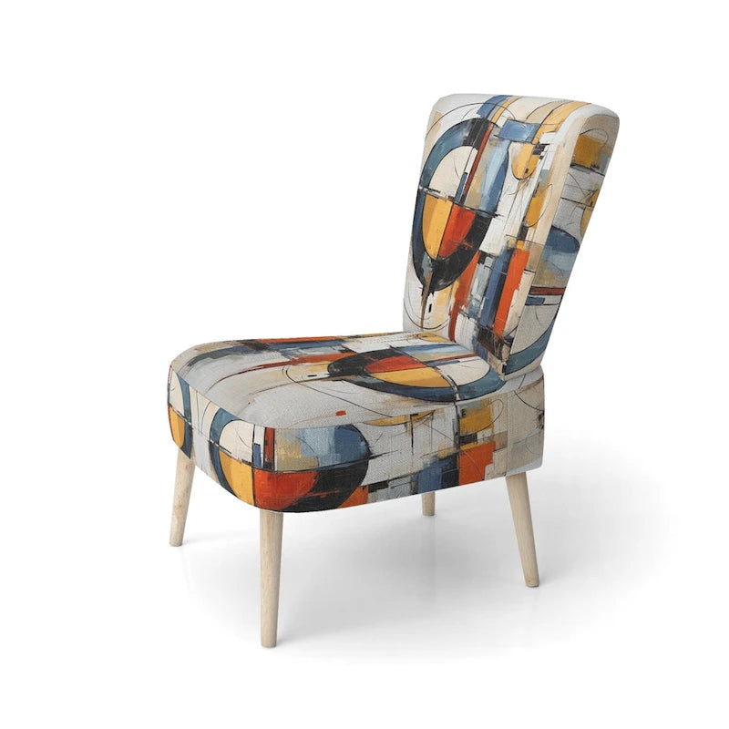 Designart Colorful Mid Century Abstract Fusion I Upholstered Mid-century Accent Chair and Mid-Century Modern Arm Chair
