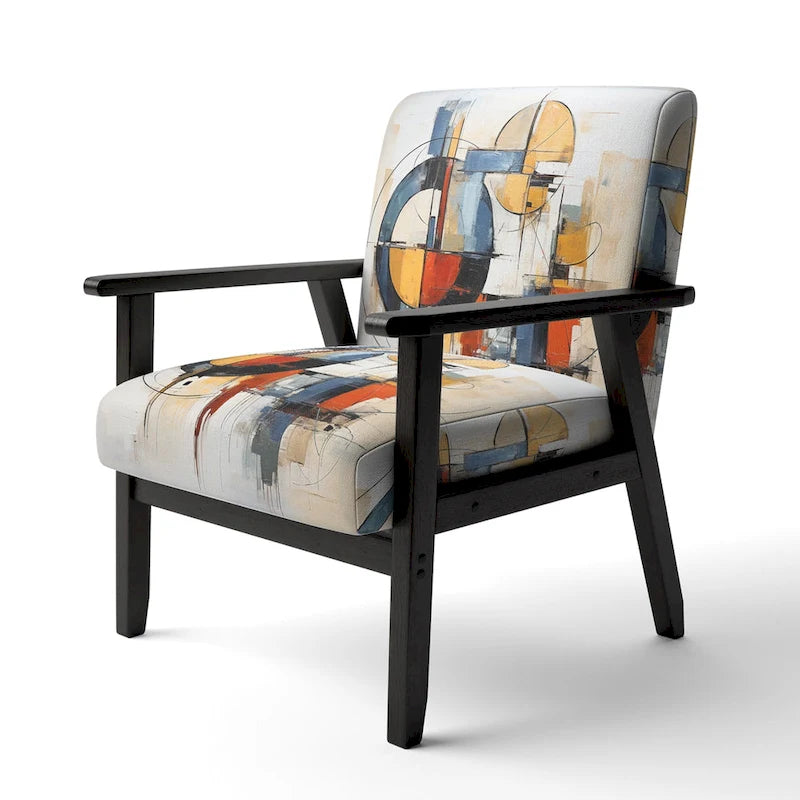 Designart Colorful Mid Century Abstract Fusion I Upholstered Mid-century Accent Chair and Mid-Century Modern Arm Chair