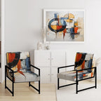 Designart Colorful Mid Century Abstract Fusion I Upholstered Mid-century Accent Chair and Mid-Century Modern Arm Chair