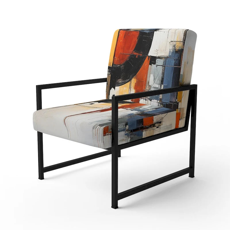 Designart Colorful Mid Century Abstract Fusion I Upholstered Mid-century Accent Chair and Mid-Century Modern Arm Chair