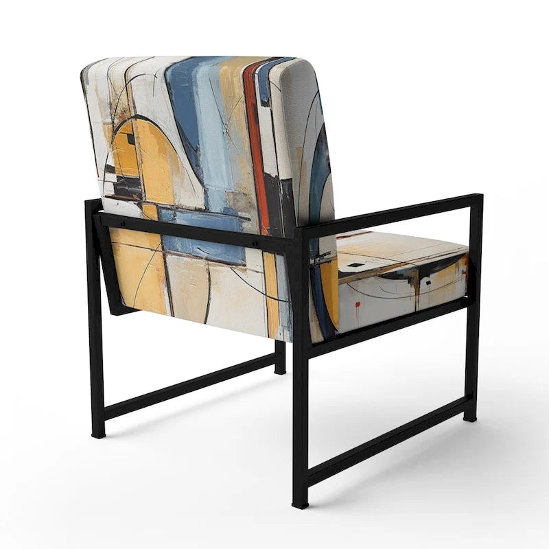 Designart Colorful Mid Century Abstract Fusion I Upholstered Mid-century Accent Chair and Mid-Century Modern Arm Chair