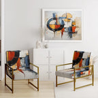 Designart Colorful Mid Century Abstract Fusion I Upholstered Mid-century Accent Chair and Mid-Century Modern Arm Chair