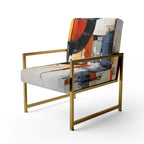 Designart Colorful Mid Century Abstract Fusion I Upholstered Mid-century Accent Chair and Mid-Century Modern Arm Chair