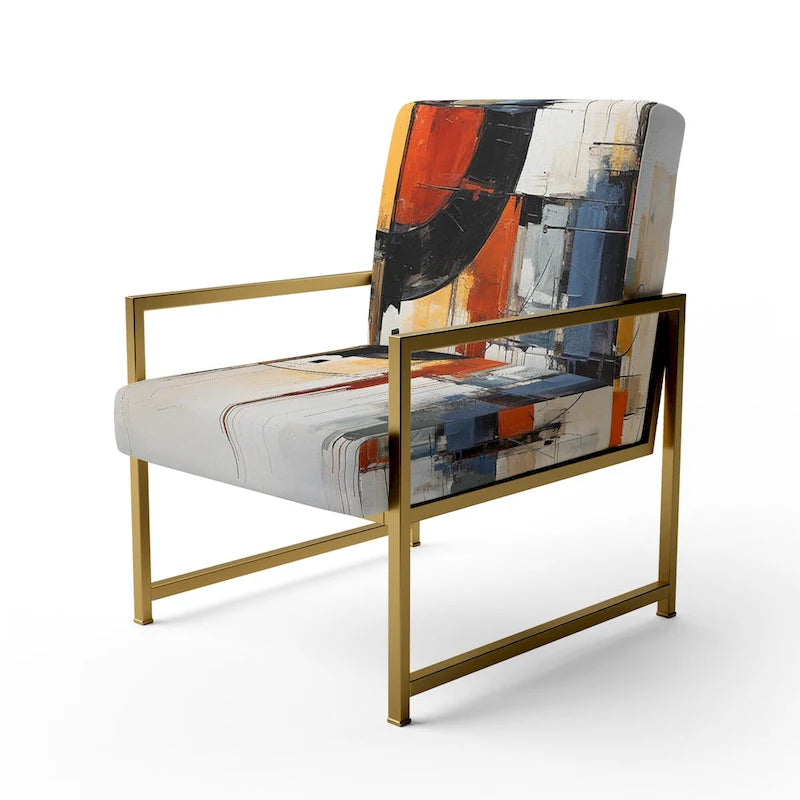 Designart Colorful Mid Century Abstract Fusion I Upholstered Mid-century Accent Chair and Mid-Century Modern Arm Chair