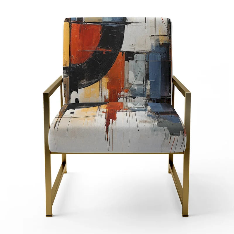 Designart Colorful Mid Century Abstract Fusion I Upholstered Mid-century Accent Chair and Mid-Century Modern Arm Chair