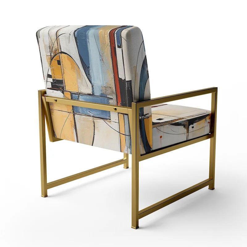 Designart Colorful Mid Century Abstract Fusion I Upholstered Mid-century Accent Chair and Mid-Century Modern Arm Chair