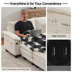144 Modular Compression Sofa Set Convertible Sectional Sleeper Couch with 2 Ottomans