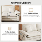 144 Modular Compression Sofa Set Convertible Sectional Sleeper Couch with 2 Ottomans