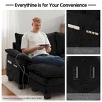 144 Modular Compression Sofa Set Convertible Sectional Sleeper Couch with 2 Ottomans